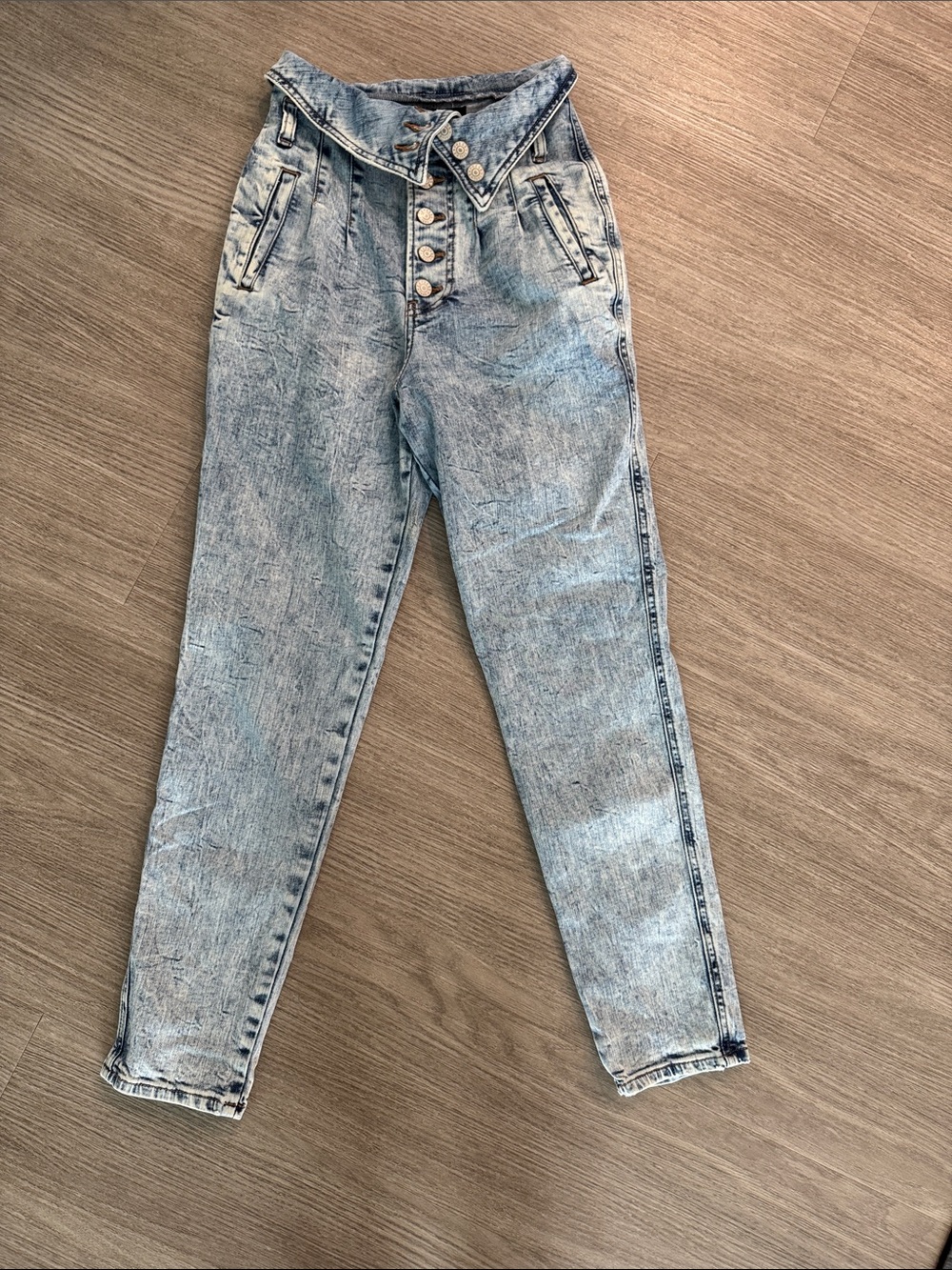 Express High-Rise Acid Wash Light Blue Jeans